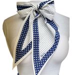 Vera Neumann Vintage Blue and White Polka Dot Pointed Skinny Scarf Photo 1