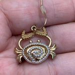 Two Tone Nautical Beach Crab Drop Earrings Gold Photo 1