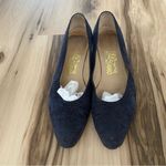 Salvatore Ferragamo Vintage  Navy Blue Suede Almond Toe Slip on Shoes Photo 2