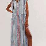 Free People  We The Free Surf Stripe Maxi Top XS Linen Oversized Beach Vacation Photo 0