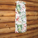 NWOT Vilagallo Cassie Cotton Tropical Print Dress White Size 8 Photo 3