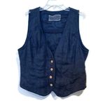 Coldwater Creek Navy Linen Vest Photo 6