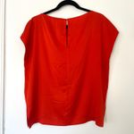 Vince Silk Blend Short Sleeve Boat Neck Top Orange Red Size XS Minimalist Blouse Photo 6