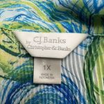 Christopher & Banks Christopher‎ & Banks Abstract Floral Crinkle Button Up Artsy Retro Blouse Size Photo 6