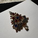 Signed OTC Rhinestone Christmas Tree Pin Brooch Gold Tone Sparkling Prong Set Photo 12
