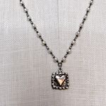 Silvertone heart charm dainty necklace with delicate white pearls on the chain Silver Photo 0