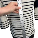 We The Free  People Crop Sweater L Navy/Cream Stripe Raw Seams Wide Boat Neck Photo 5