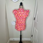 Entro NTM: Sunset Dream Mock Neck Ruffle Sleeve Babydoll Orange & Pink Top Sz M Photo 8