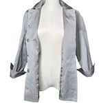 Talbots  Italian Fabric Belted Short Trench Coat Jacket Pewter Utility $188 Sz 6 Photo 5