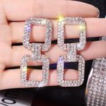 Boutique Gold color Crystal Square earrings Photo 0