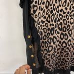 Joseph A. womans size large brown black leoprd print ruffle sweater cowl neck Photo 2