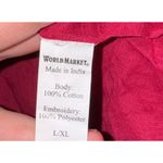 World Market Embroidered Puff Sleeve Jacket L/XL Southwestern Boho Aztec Gauzy Red Photo 9