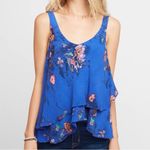 Free People intimately On the Top Royal blue floral blouse size small Photo 1