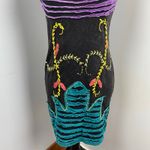 KPC Boho Multicolored Razor Cut Handcrafted Embroidered Dress Small Black Photo 2