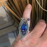 Amethyst Swiss Blue Topaz &  Sterling Silver Ring Size 7 Photo 7