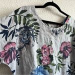Laura Bianchi Women’s 100% Linen Gray Floral Shirt Made In Italy Size‎ Large Photo 4