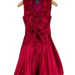 Frank Lyman Women’s 8 Red Metallic Bubble Hem Cocktail Dress Sleeveless Belted Photo 0