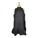 Scoop Jacquard Mini Swing Dress Halter‎ Neck Party Cocktail Ruffle Size Large Black Photo 5