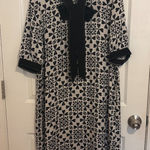 Burryco Midi Silk Dress Women's 14 RARE Unique Lightweight Black/White White Photo 0