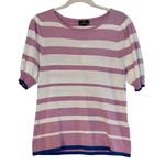 NWT Marble Striped Short Sleeve Sweater Balloon Sleeve Small Pink Photo 0