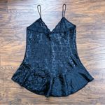 vintage • 80s black satin slip dress mini floral lace lingerie grunge Deena Size M Photo 8