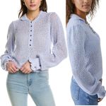 Free People NEW Open Knit Snowdrift Periwinkle Ice Collared Pullover Sweater Med Photo 4
