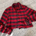 Brandy Melville Buffalo Plaid Cropped Long Sleeve Flannel Red/Black (One Size) Photo 0