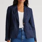 Quince  NWT 100% European Linen Structured Blazer in Deep Navy Size‎ XL Photo 0