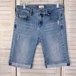 Loft  Denim Bermuda Shorts Rolled Hem Stretchy Distressed-6 Photo 0