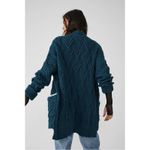 Free People Oversized Slouchy Montana Cable Knit Cardi Cardigan Navy Medium Photo 6