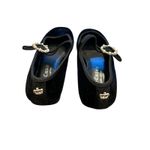 Juicy Couture  Velvety Black Mary Janes Flats Pearl Buckle BIJOUX Size 7 Shoes Photo 3