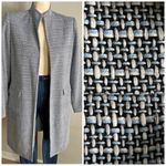 Vintage Dressbarn Longline Coat Sz 8 Minimalist Blue Tweed Open Front Jacket Photo 1