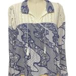 Sea New York Floral Lace Combo Tie Blouse Blue White Size 2 Photo 0