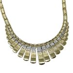 Solid 14K yellow gold Egyptian revival fringe bib necklace, vintage Photo 5