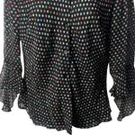 Y2K 100% Silk Sequin Polka Dot Button Up Blouse Ethereal Fairy Career M Black Size undefined Photo 3