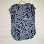 Philosophy Blue Orange Floral Boho Blouse Womens S Boxy Flowy Shirt Cap Sleeve Photo 9