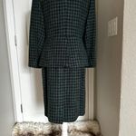 Saint Laurent Green Plaid Wool Midi Skirt Suit by Yves Encore made France Sz 12 Photo 6