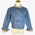 Tommy Hilfiger  Denim Jacket Tan Collar Women's M Trucker Style Blue Jean Photo 0