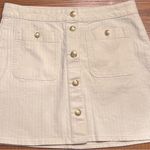 J.Crew  Textured Denim Patch Pockets‎ Gold Buttons Mini Skirt in Ecru Size 27 Photo 7