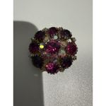 Vintage Weiss Pink & Iridescent AB Rhinestone Mounded Cluster Brooch Signed Red Photo 1
