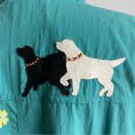 Croft & Barrow Vintage  Women's Nylon Jacket Turquoise Dog Appliques High Neck XL Photo 7