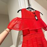 Maje  red mesh dress with ruffle sleeves and pleated detailing Size 2/EU38 Photo 8
