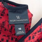 Worthington Womens Wide Leg Jumpsuit Size 16 Red Black Sleeveless Wrap Goth Glam Romantic Photo 5