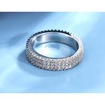 Boutique NEW 14k Gold Plated S925 Triple Row Eternity Round Diamond Wedding Ring, Size 7 Photo 6