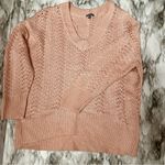 TBH To Be Honest Women Sz XL Pink V Neck Open Knit Sweater Romantic Girly Ballet Photo 2