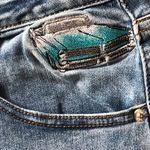 Akira Size 17 Blue Distressed Denim Old Blue Car Patch Stretch 32 waist Photo 5