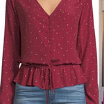 Rails  Beaux Button-front Peplum Top In Rouge Offset Dot Women’s size Small Photo 0