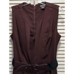 City Chic Burgundy Solid Sleeveless Fit Flare Dress Size XS/14 Back Zip Belt Photo 1