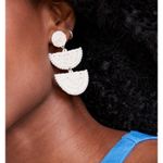 ON 34th Off White Stone Beading Boho Woven Raffia Drop Earrings Photo 0
