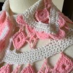 Handmade Vintage Crochet Cape Size Small Pink White Photo 4